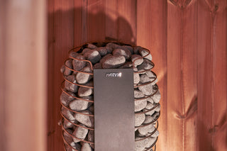 Harvia heater creating steam in a sauna