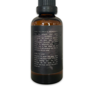 Premium sauna essential oil with eucalyptus and lemongrass – partnered with Wild & Wood UK, shown in product packaging