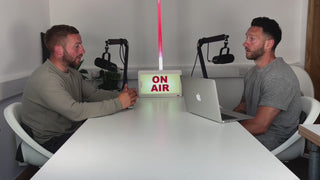 Sauna culture podcast clip of Alex and Dan in the studio 